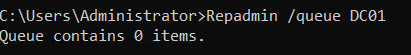 Checking AD replication queues with repadmin