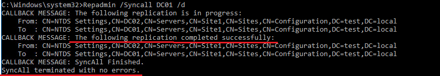 Replicating the Configuration naming context for a DC with repadmin